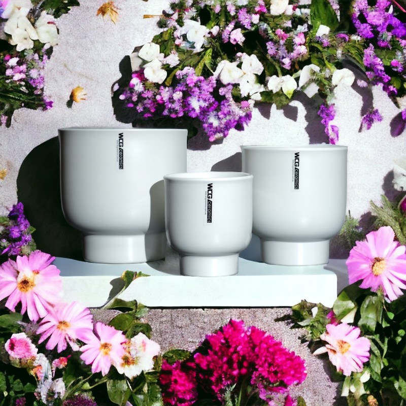 Modern Matte White Flowerpots CP10