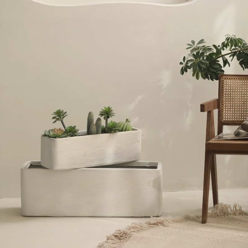 Modern Rectangle Planters – Sand White FB05